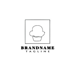 cupcake logo cartoon icon design template black vector illustration