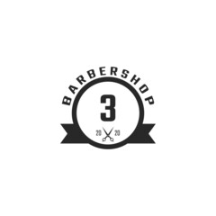 Number 3 Vintage Barber Shop Badge and Logo Design Inspiration