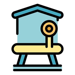 Home gym fitness icon. Outline home gym fitness vector icon color flat isolated