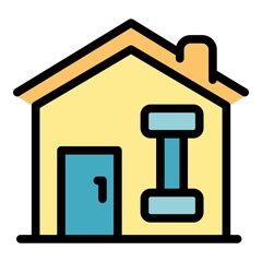 Workout home icon. Outline workout home vector icon color flat isolated