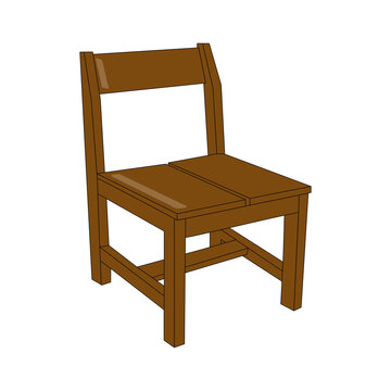 Vector graphic illustration of a wooden chair for studying at school