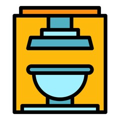 Press machine icon. Outline press machine vector icon color flat isolated