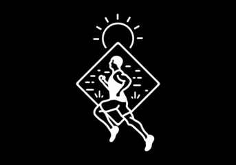 Line art illustration of trail run