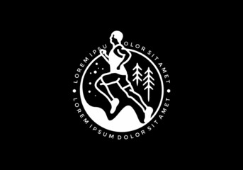 Line art illustration of trail run © Adipra
