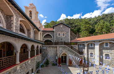 Fototapeta na wymiar Courtyard of the Kykkos Monastery in Cyprus