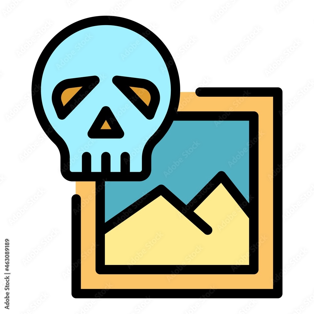 Poster hacking malware icon. outline hacking malware vector icon color flat isolated
