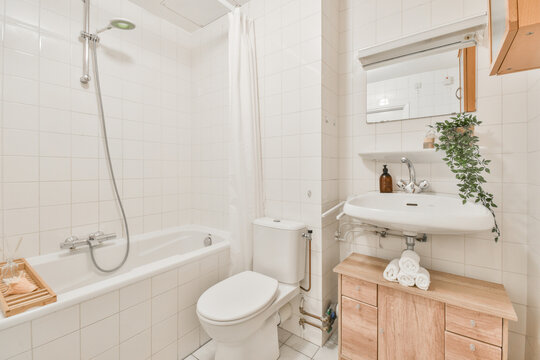 Modern interior of white bathroom