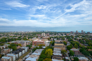 Fototapeta na wymiar Chicago Aerial Drone View from South Shore