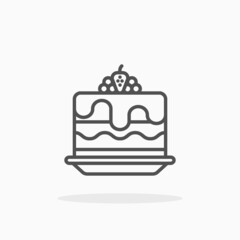 Cake icon. Editable Stroke and pixel perfect. Outline style. Vector illustration.