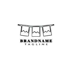 party flag logo cartoon icon design template black isolated cute