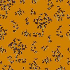  leaves dried branches vector seamless pattern. background for fabrics, prints, packaging and postcards branches with striped leaves vector seamless pattern. A hedge of twigs on a colored background