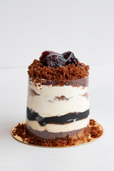 Blueberry mois cake on a white background