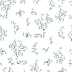  leaves dried branches vector seamless pattern. background for fabrics, prints, packaging and postcards branches with striped leaves vector seamless pattern. A hedge of twigs on a colored background