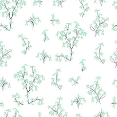  leaves dried branches vector seamless pattern. background for fabrics, prints, packaging and postcards branches with striped leaves vector seamless pattern. A hedge of twigs on a colored background