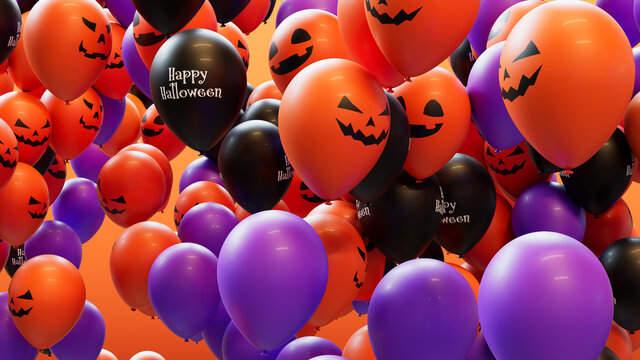 Halloween Celebration concept with colourful Balloons.