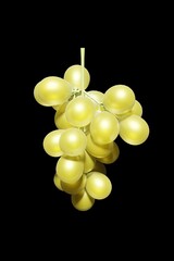 A bunch of grapes on a black background.