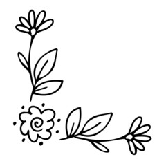 Floral Corner Border vector icon black outline