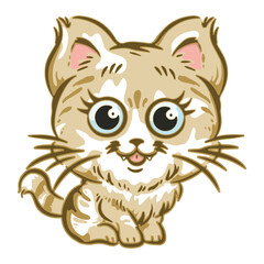 fluffy kitten vector cartoon icon character illustration