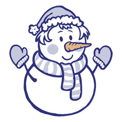 Snowman vector cartoon Icon character illustration.
