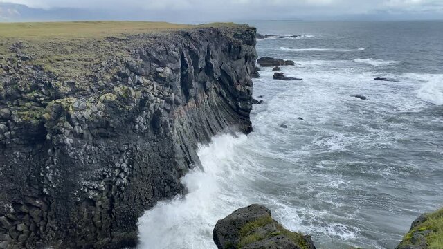 Famous seascape of Arnarstapi village at Icelandic Snaefellsnes peninsula