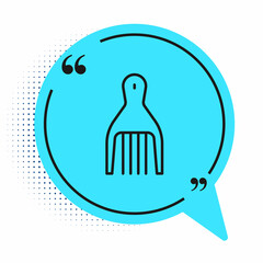 Black line Barrette icon isolated on white background. Blue speech bubble symbol. Vector
