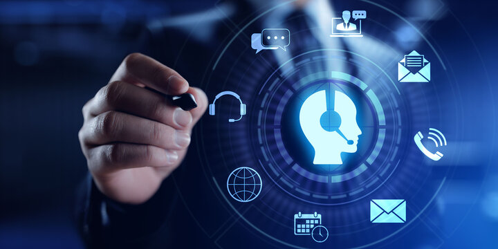 Technical support customer service call center 24-7 internet business concept.