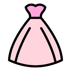 Designer wedding dress icon. Outline designer wedding dress vector icon color flat isolated