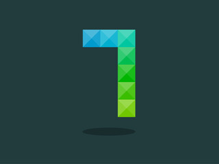 Geometric Number 7 with perfect combination of blue-green colors. Good for print, business logo, design element, t-shirt design, etc.