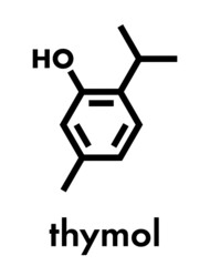 Thymol oil of thyme molecule. Present in kitchen herb Thymus vulgaris. Has antiseptic and preservative properties. Skeletal formula.