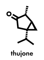 Thujone absinthe molecule, chemical structure. Skeletal formula.