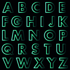 set of letters, english alphabet turquoise