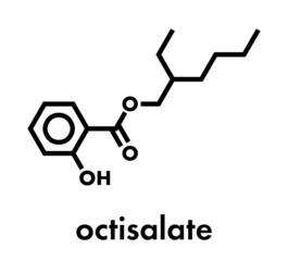 Octyl salicylate (octisalate) sunscreen molecule (UV filter). Skeletal formula.