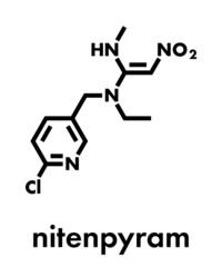 Nitenpyram insecticide molecule (neonicotinoid class). Skeletal formula.