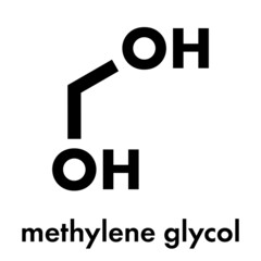 Methylene glycol (methanediol, formaldehyde monohydrate) molecule. Formed upon dissolving formaldehyde in water. Skeletal formula.