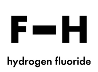 Hydrogen fluoride (HF) molecule. Skeletal formula.