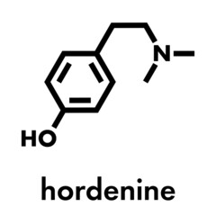 Hordenine (dimethyltyramine) stimulant molecule, chemical structure.  Skeletal formula.