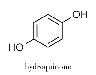 Hydroquinone reducing agent molecule. Used in development of photographic film. Skeletal formula.