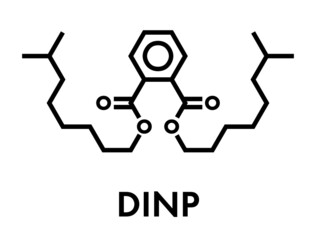 Diisononyl phthalate (DINP) plasticizer molecule. Skeletal formula.