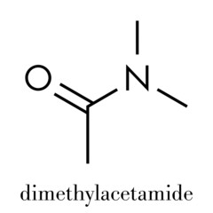 Dimethylacetamide (DMAc) chemical solvent molecule. Skeletal formula.