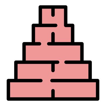 recommend clip art: Maya pyramid icon. Outline maya pyramid vector icon color flat isolated