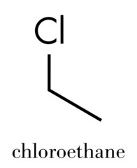 Chloroethane (ethyl chloride) local anesthetic molecule. Skeletal formula.