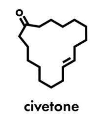 Civetone civet cat pheromone molecule. Used in perfume. Skeletal formula.