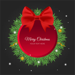 Fototapeta na wymiar christmas background . Merry christmas and happy new year. christmas tree wreath decorated with christmas balls and candy canes. holiday decoration element on red background.