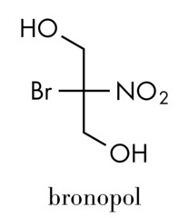 Bronopol preservative molecule. Possibly carcinogenic through nitrosamine formation. Skeletal formula.