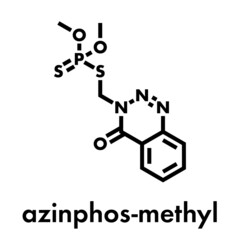 Azinphos-methyl organophosphate insecticide. Acts as neurotoxin through the inhibition of acetylcholinesterase. Skeletal formula.
