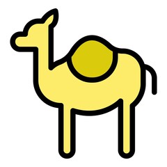 Sahara camel icon. Outline sahara camel vector icon color flat isolated