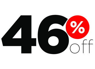 46%. number forty-six percent off. modern font to use as a tag in digital marketing promotions and discounts. eps10