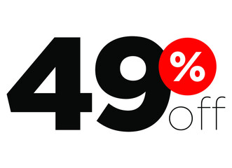 49%. number forty-nine percent off. modern font to use as a tag in digital marketing promotions and discounts. eps10