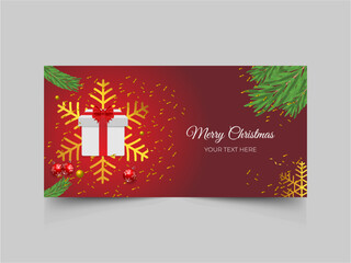 Merry Christmas sale banner template. with decorative christmas balls. Christmas banner, Xmas sparkling lights garland with gifts box and golden tinsel, posters, cards, headers, website. Vector