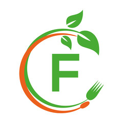 F Letter Logo circle, Vector, restaurant, Template, Icon